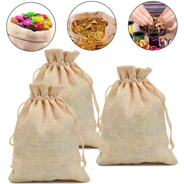 30 bolsas de yute de 13 x 18 cm, mini bolsas de lino reutilizables, bolsas de regalo con cordón, bolsas de yute natural para fiestas, bodas, Navidad, bolsas de tela para guardar regalos, joyas, dulces, LingWen 8390615590464