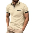thumbnail image 2 of Caqnni Men's Slim-Fit Cotton Pique Polo Shirt (Khaki,XL), 2 of 9