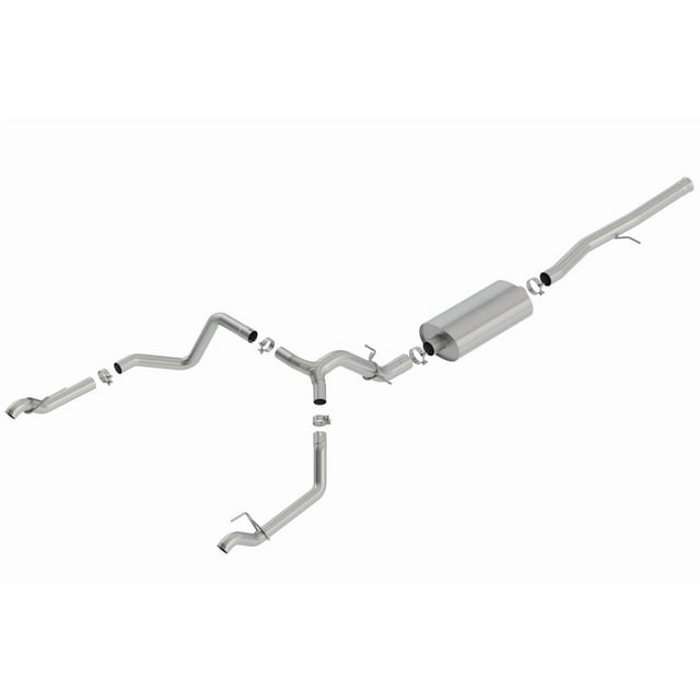 Borla Exhaust System Kit 140771 Touring Cat Back System; Stainless Steel; With Muffler; 3-1/2 Inch Pipe Diameter To 2-3/4 Inch Pipe Diameter; Single Exhaust With Dual Exit; Split Rear Exit