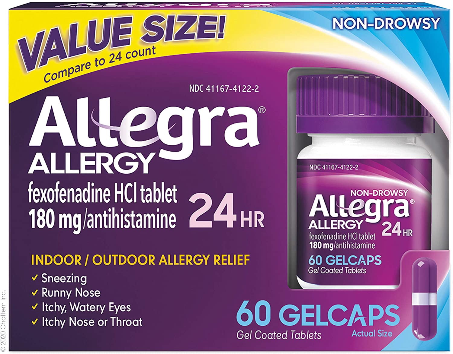 Allegra Allergy 24 Hour Gelcaps 180 Mg 60 Count Pack Of 1 Long