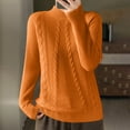 thumbnail image 2 of Mock Neck Sweater for Women Loose Long Sleeve Cable Knit Pullover Top Casual Loose Pullover Knitted Sweatshirt (Orange S), 2 of 3
