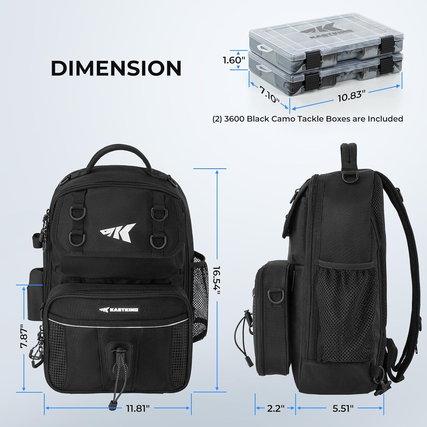 KastKing BaitSpace Fishing Sling Bag, Fishing Backpack with Rod & Beverage Holder, Tackle Bag for Fishing Gear
