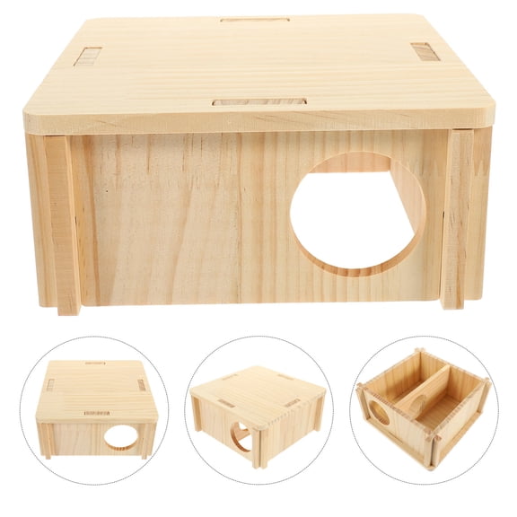 OUNONA Hamster Hiding Cabin Wood Guinea Pig Nest Hamster Wood Nest Pet Hamster House