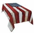 thumbnail image 2 of Vintage American Flag Tablecloth Rectangle Table Cloths 54x108 , Waterproof Tablecloth Outdoor Table Cloth, Country Wooden USA Flag Washable Table Cover for Kitchen Dining Party, 2 of 8