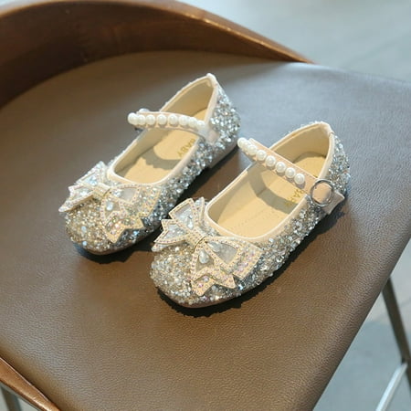 

〖Roliyen〗Toddler Shoes Children Toddler Baby Girls Pearl Crystal Bling Leather Princess Shoes Sandals