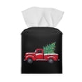 thumbnail image 2 of FUIALDOLG PU Leather Tissue Box Cover Square - Truck Christmas Tissue Cube Box Holder with Bottom Belt, Decorative Organizer for Vanity Toilet Night Stand Table Office Car, 2 of 7