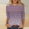 thumbnail image 2 of Pompotops Mode T-shirt Décontracté à Manches 3/4 Col Rond Confortable pour Femmes en Solde, 2 of 5