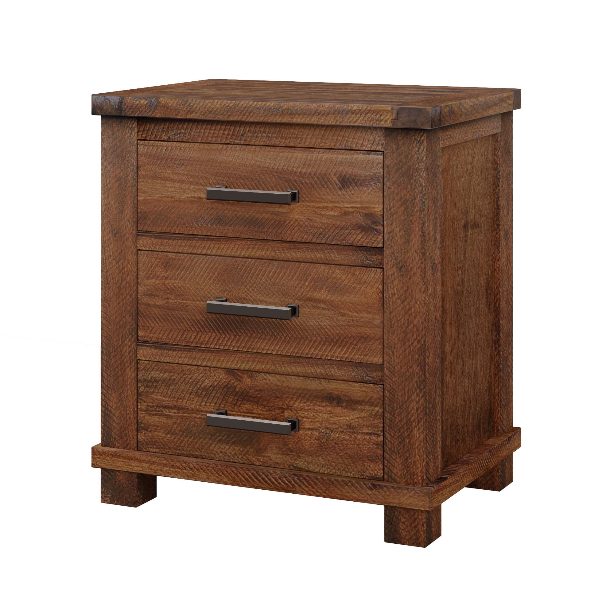 Mintazer Farmhouse Nightstand Set of 2, Nightstands with 3 Drawers, End Tables for Home Office Bedroom, Brown