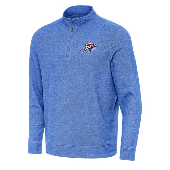 Men's Antigua Heather Royal Oklahoma City Thunder Subtle Quarter-Zip Sweatshirt