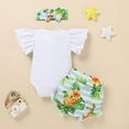 thumbnail image 7 of Styles I Love Kid Girls Aloha Beaches Pineapple Flutter Sleeve Bodysuit and Ruffle Shorts, Headband 3pcs Summer Outfit (6 Months) White, 7 of 7