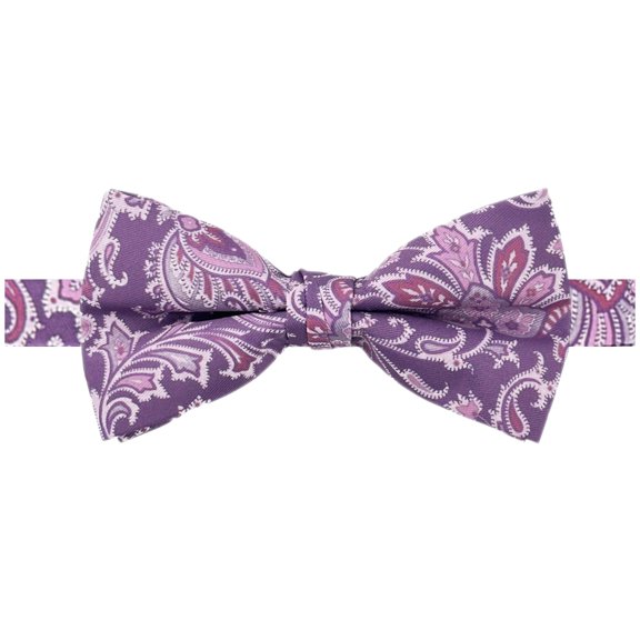 Jacob Alexander Men's English Paisley Pattern Pre-Tied Adjustable Banded Bow Tie - Purple Multi
