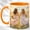 Orange, variant on Friendship Coffee Mug, Bestie Floral Cup, Two Girls Walking in Wildflower Field Design, Gift for Women Friends, Ceramic 11 Oz Mug