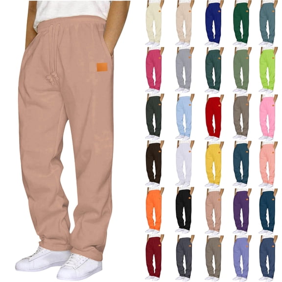BloomJoy Mens Sweatpants with Pockets Fashion Drawstring Elastic Waist Solid Color Casual Sweat Length Pants