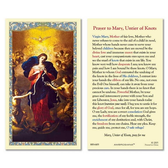 Mary, Untier of Knots Laminated Holy Card - 25/pk