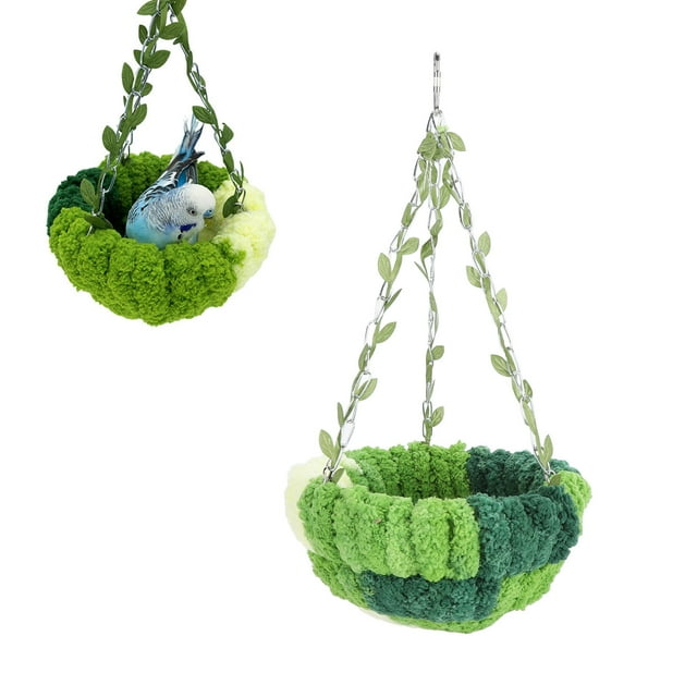 Cama Hamaca Para Loros, Nido de Forro de Coral Suave para Jaula, Verde