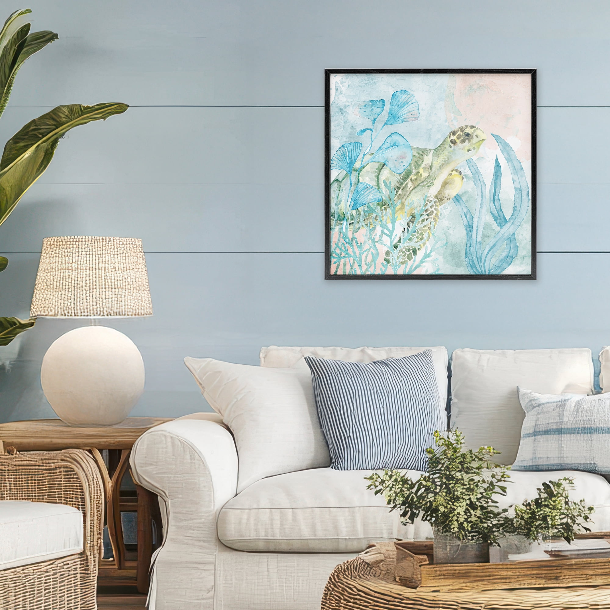 Stupell Industries Sea Swim Turtle Black Framed Giclee Art, design by Kim Allen