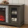 thumbnail image 3 of Electric Fireplace TV Stand for 65″ TVs, UHOMEPRO Fireplace Entertainment Center TV Console Table with 18″ Fireplace, 2-Door Storage Cabinets, Holds up to 200 lbs, Grey, 3 of 15