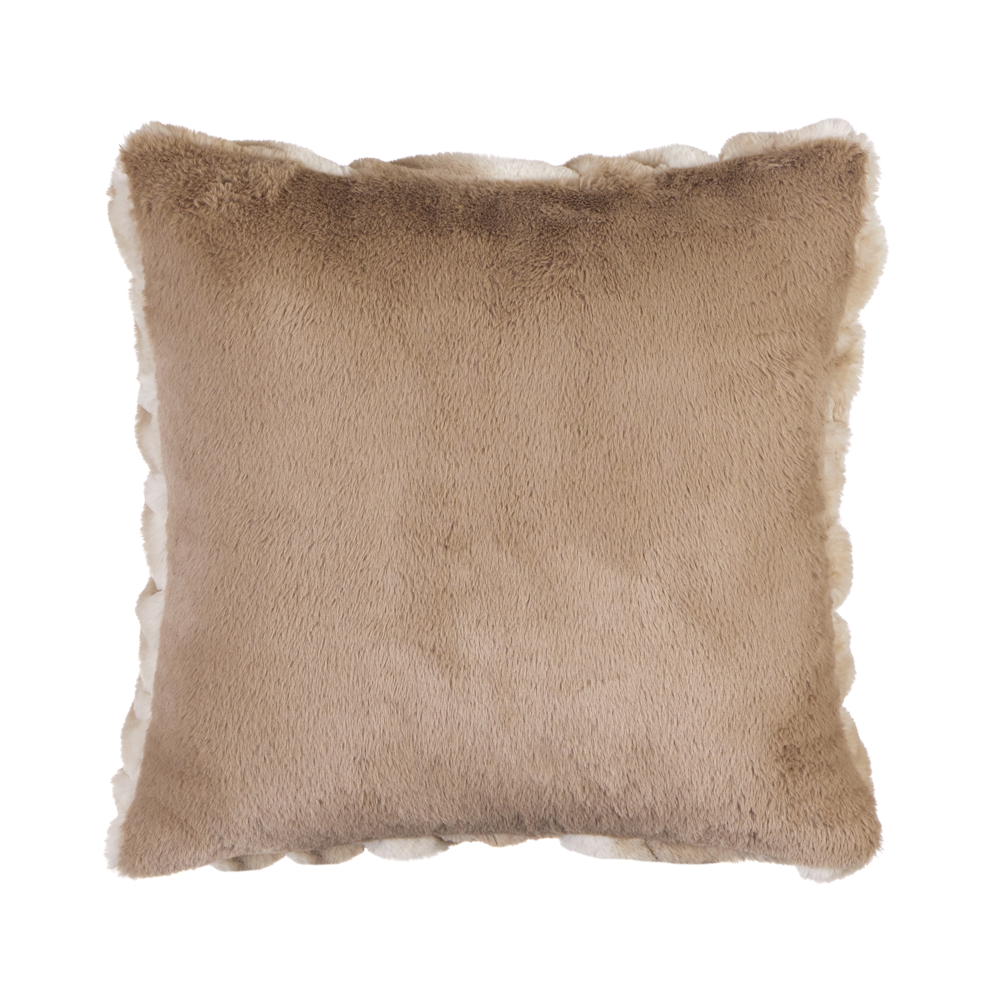 Sofia Home Braided Faux Fur 20" x 20" Ombre Tan Decorative Pillow by Sofia Vergara