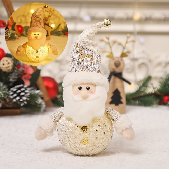 Glowing Snowman Doll Christmas Decoration with Light Up Feature for Tabletop or Tree