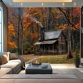 thumbnail image 2 of Modern Wallpaper Murals 3D Secret Grove Wooden Cabin Replica Vibrant Autumn Colors Peel and Stick Removable Self-Adhesive PVC Wall Stickers for Nursery Kids Bedroom TV Wall Decor, 2 of 5
