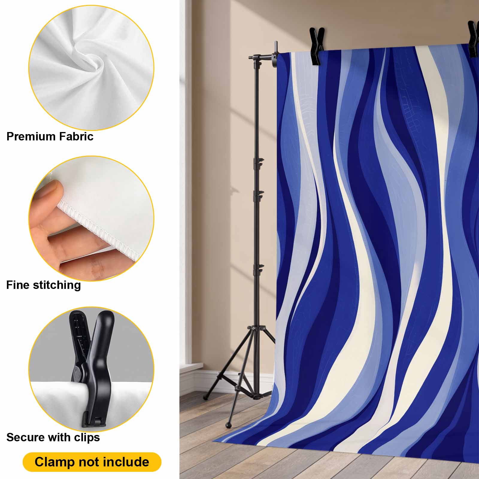 Blue Line Photography Backdrop 7x5FT, Gradient Abstract Twisted Wave Photo Backdrops, Background for Photography Studio Photo Studio Background, Back Drop for Photoshoot