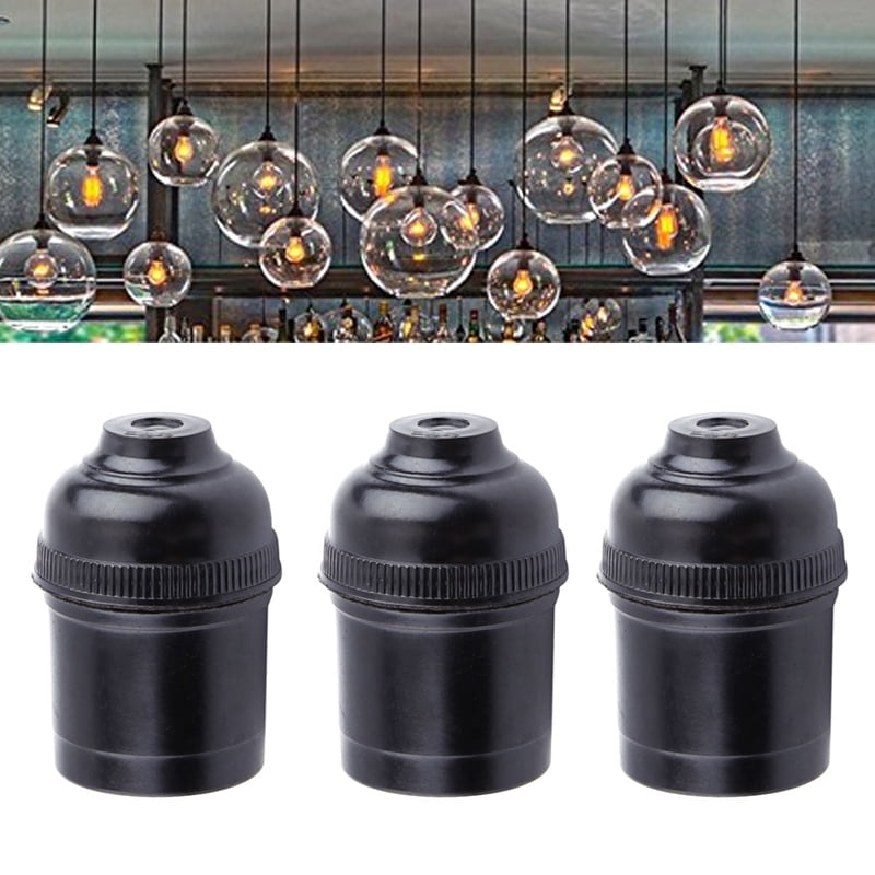 E27 4A Light Bulb Lamp Holder Pendant Screw Cap Socket Vintage Black Top~ 
