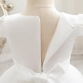 thumbnail image 7 of Girl's 3D Flower Waist Tulle Dress, Baby Toddler Flower Girl Wedding Dress with Bowknot, Shiny Butterfly Pageant Formal Dress for Birthday Christmas Party, 6M-5Y White 110, 7 of 7