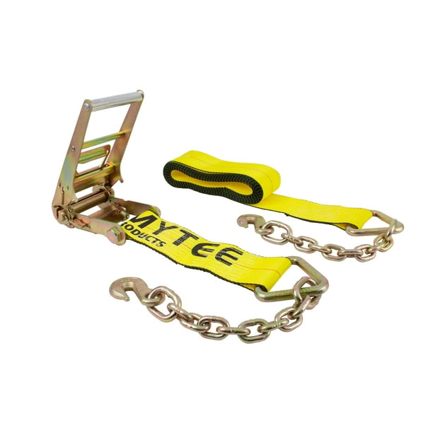 Mytee Products 4 in. x 30 ft. Ratchet Tie Down Straps with Chain Anchor