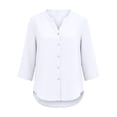 thumbnail image 6 of Endives Women's Button Down Shirts 3/4 Length Sleeve Tops V Neck Blouses Loose Fit Summer Outfits, 6 of 6