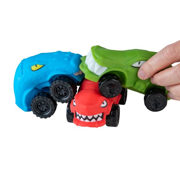 ORB Funkee Stretchee Racers Assorted Expressions 3 Pack - Race, Stretch, Squish, and Even Squeeze These Cars for Stress Relief - Funny Sensory/Fidget Collectible Toys & Gifts for Kids and Adults