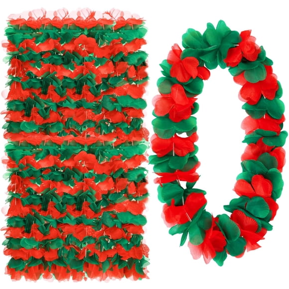 Collar Thiccywoov Hawaiian Rojo-Green Christmas Leis 99 cm