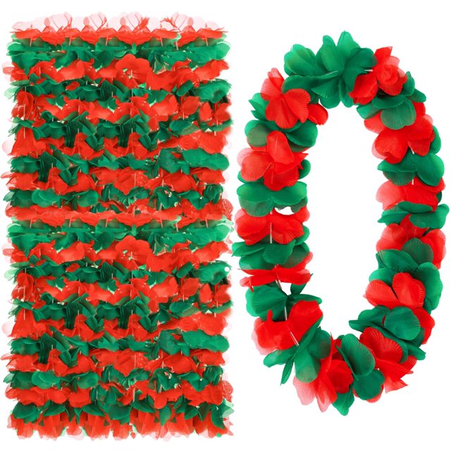 Collar Thiccywoov Hawaiian Rojo-Green Christmas Leis 99 cm