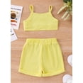 thumbnail image 4 of Yunliwuli Baby Girl Summer Outfits Solid Color Sleeveless V-Neck Cami Tops with Elastic Waist Shorts 2Pcs Set, 4 of 9