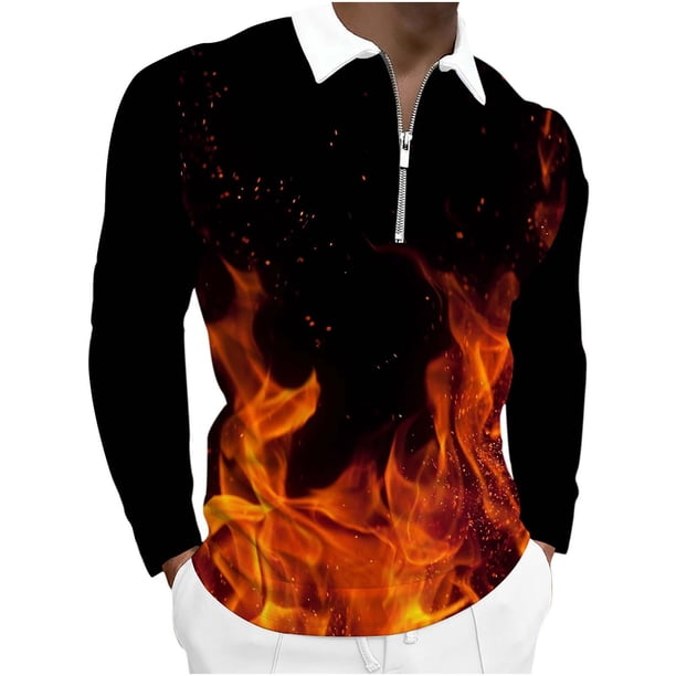 Blusa de manga larga con estampado digital colorido y media cremallera para hombre Pompotops oipoqjl47034