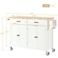thumbnail image 2 of Aukfa Rolling Kitchen Island Cart with Storage Towel Racks & 4 Door Cabinet, White, 2 of 8