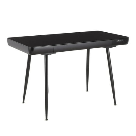 Boom Mid Century Modern Desk In Black Metal With A Wood And Boom Mid Century Modern Desk In Black