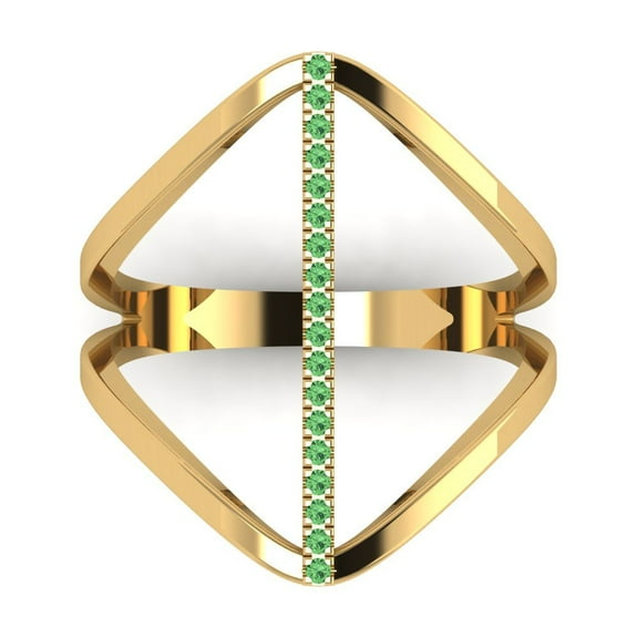 Statement Engagement Ring for Women - 0.09ct Simulated Green Diamond in 18K Yellow Gold Promise Ring