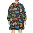 thumbnail image 2 of Wearable Oversized Blanket,Colorful Games Controller Black Pattern Wearable Blanket Hoodie for Adults,Cozy Hooded Blankets with Super Pockets,Super Warm Fuzzy Pullover for Women & Men, 2 of 6