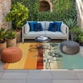 thumbnail image 2 of Floral Orange Outdoor Rug for Patio/Deck/Porch, Non-Slip Large Area Rug 3 x 5 Ft, Multicolor Striped Decadent Botanical Flower Indoor Outdoor Rugs Washable Area Rugs, Camping Rug Carpet Runner, 2 of 8