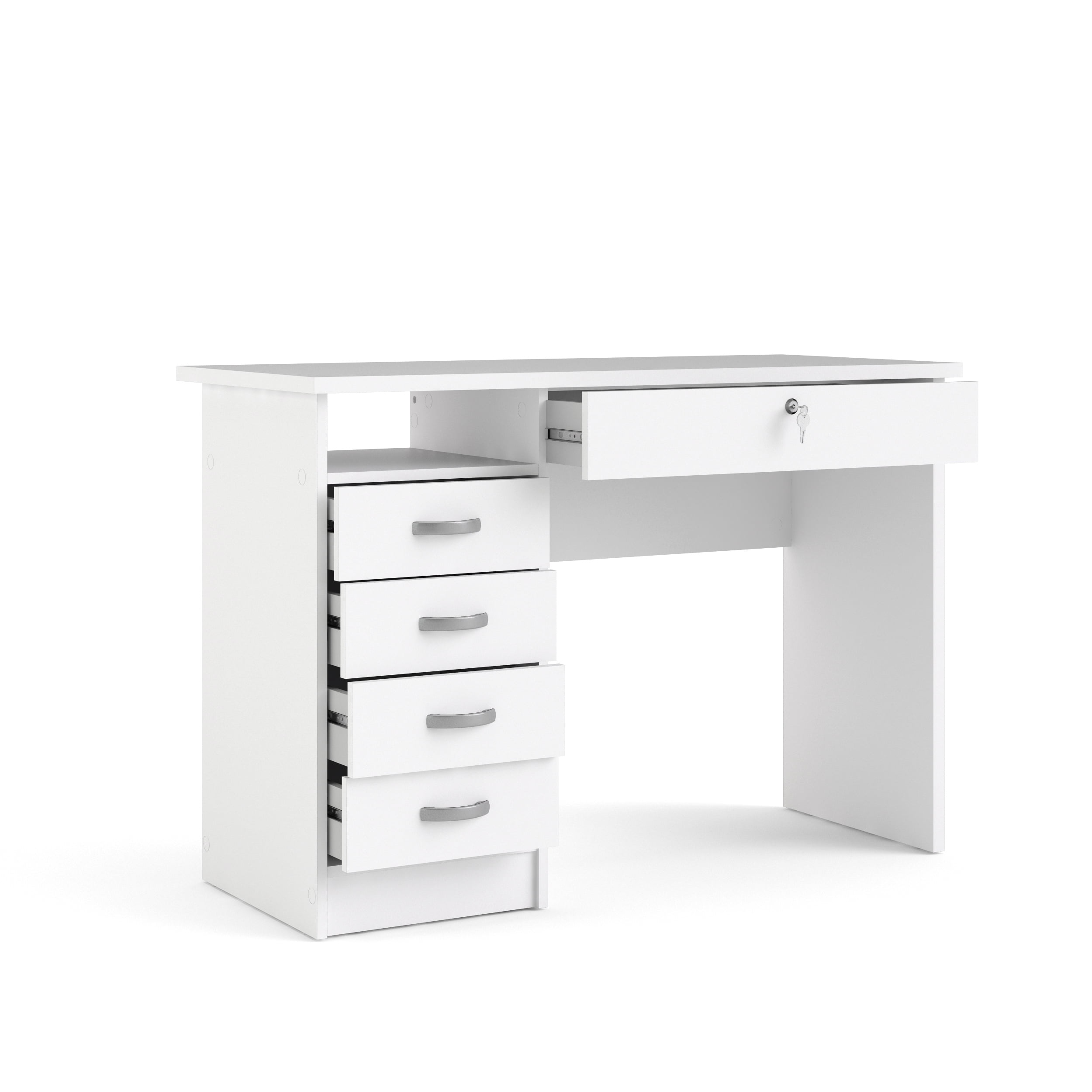 Tvilum Walden 5 Drawer Office Desk with 1 Locking Drawer for Adults, White