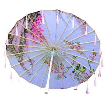 TOPINCN Oil Paper Umbrella Women Handmade Rainproof Handmade Umbrella Windproof Flower Pattern Chinese Classical Dance Umbrella(Blue
