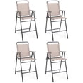 thumbnail image 1 of Costway 4PCS Patio Folding Bar-height Chairs with Armrests Quick-drying Seat Beige Backyard, 1 of 8