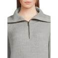 RD Style Women’s Quarter Zip Sweater with Extended Collar, Midweight ...