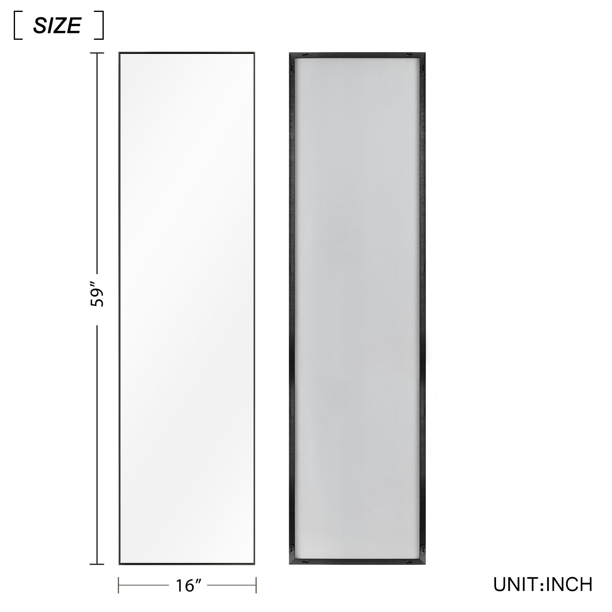59"x16" Full Length Mirror Standing Mirror for Living Room Rich Black