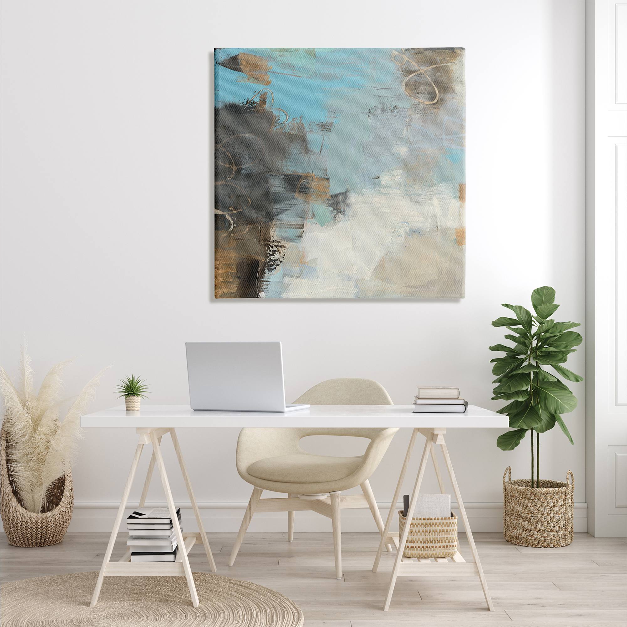 Stupell Industries Rustic Expressive Abstraction Brown Towards Blue Impression, 36 x 36, Design by Sue Jachimeiec
