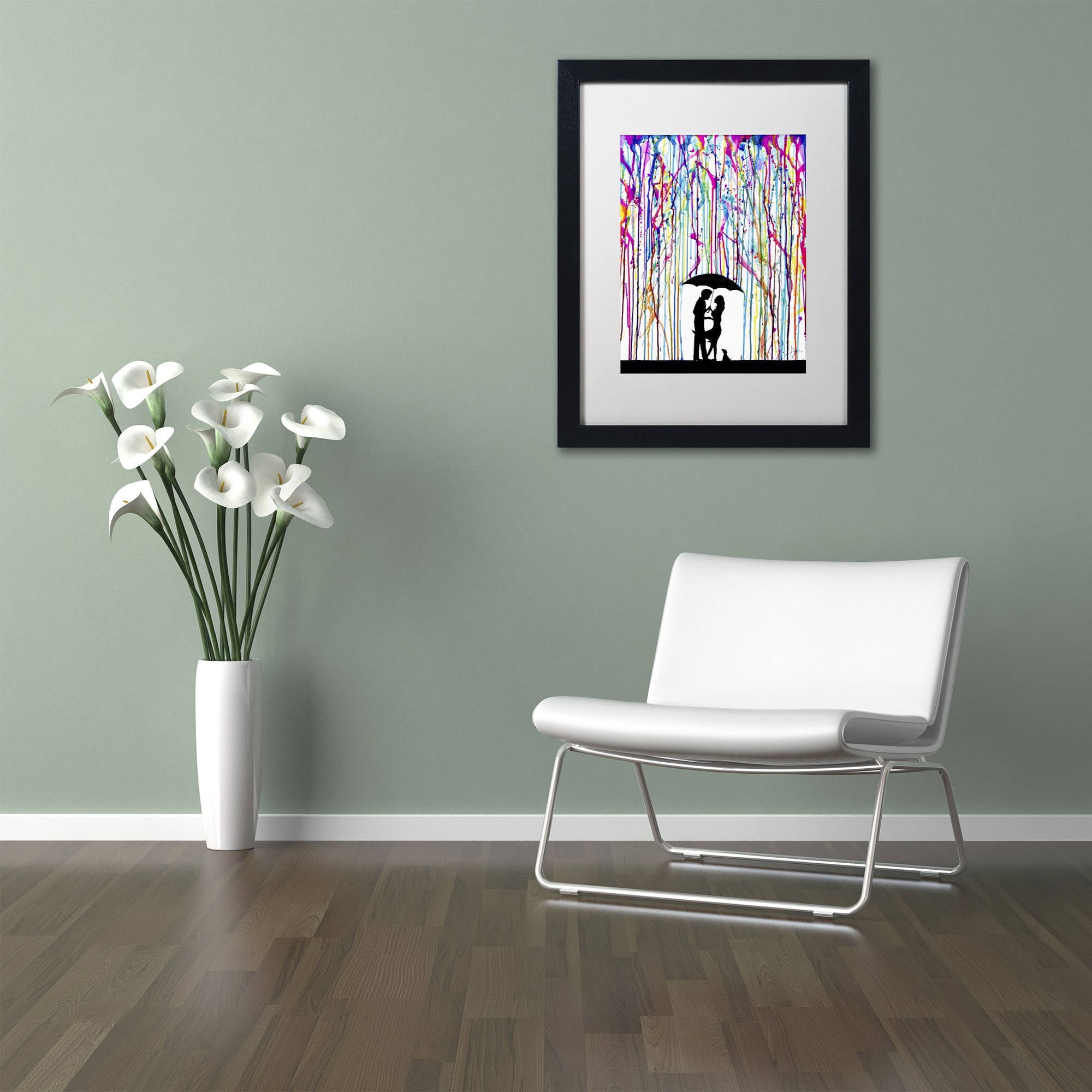 Trademark Fine Art 'Two Step' Canvas Art by Marc Allante, White Matte, Black Frame