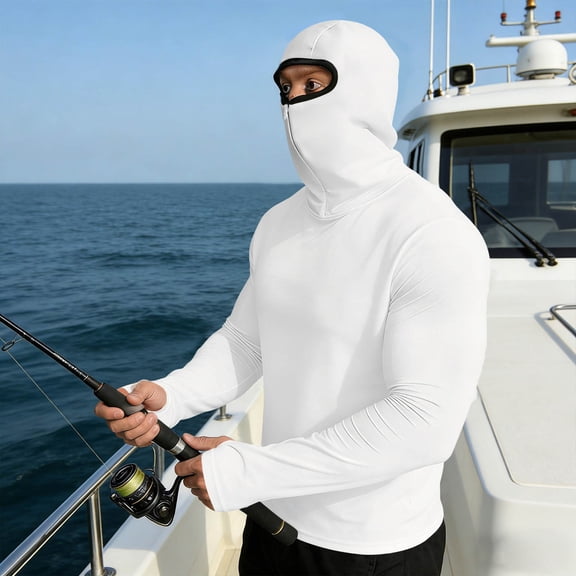 BRGZLK Long Sleeve Hooded Sun Protection Shirt For Men Zip Pullover Style Quick Dry Breathable For Summer Outdoor Casual Sports Beach Hiking Fishing