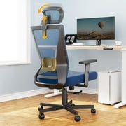Ergonomic office chair, high backrest office chair, mesh computer chair with lumbar support, adjustable headrest and 2D armrest, 360  rotating task chair, 90  -135  tilt function