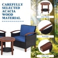 thumbnail image 5 of Giantex 3 Pieces Patio Furniture Set, Outdoor Rattan Sofa and Side Table with Solid Acacia Wood Frame, High Load Bearing Conversation Bistro Set with Washable and Removable Cushions, 5 of 10