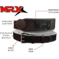 thumbnail image 3 of MRX Weight Lifting Belt Genuine Leather - 4 Inches Wide 8mm Thick Padded Lumbar Back Support Double Prong Powerlifting Belts Heavy Duty Deadlifts Workout Squats & Exercise Belt for Men & Women, 3 of 9